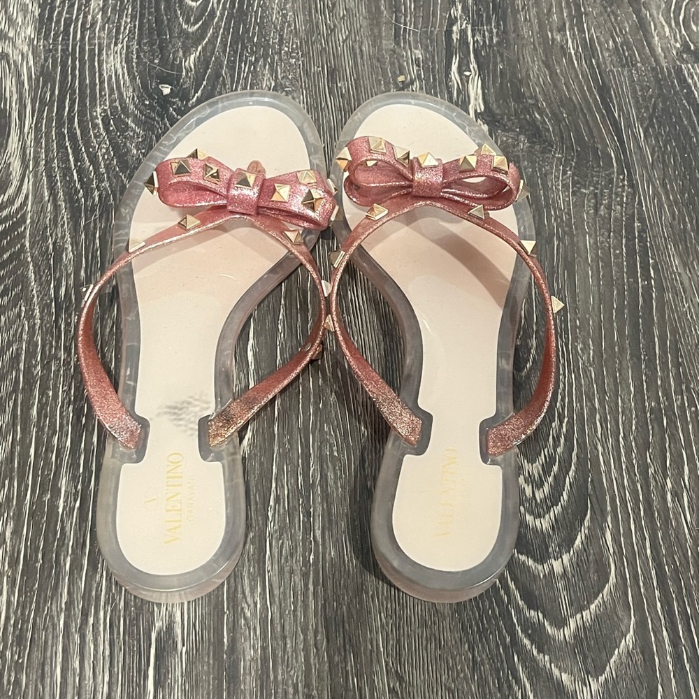 Valentino Garavani Pink Glitter Jelly Sandals
